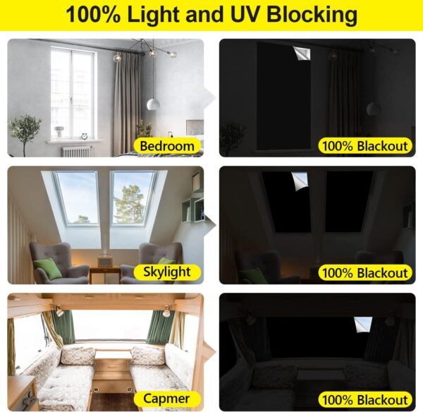 100% Blackout Curtains for Bedroom 118" x 57" Portable Blackout Shades Film No Drill Travel Blackout Blinds Sunblock Window Cover Black Out Curtains for Nursery Dorm Room Windows - Image 6