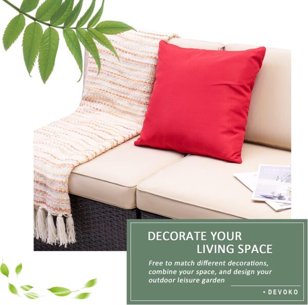 Devoko 2 Pieces Patio Furniture Sets All-Weather Outdoor Sectional Armless Sofa (Beige) - Image 3
