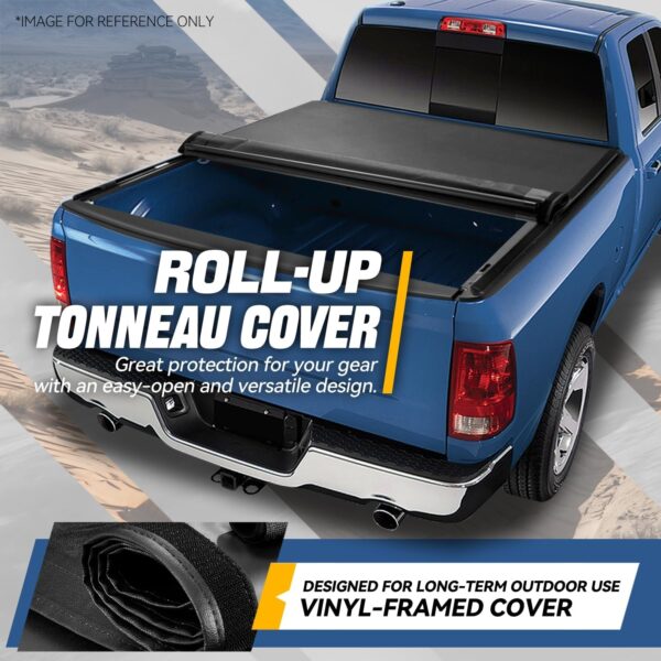 Auto Dynasty Roll-up Truck Bed Tonneau Cover Compatible with Chevy Silverado/GMC Sierra 1500 2500HD 3500HD 6.5Ft Fleetside Short Bed 2007-2014, Matte Black Vinyl Soft Top - Image 2