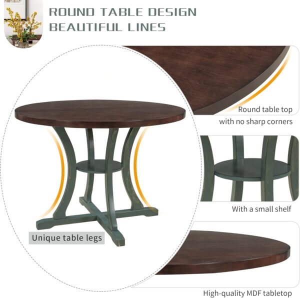 Classic and Traditional Style 6 Piece Dining Set, Includes 1 Table, 4 Upholstered Chairs & Bench, Easy to Assemble, for Living Room, Dining Room, Home Bar and Kitchen, Natural Wood Wash - Image 5