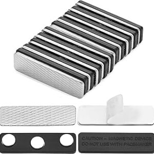12 Pack Magnetic Curtain Closure for Blackout Blind,Magnetic Curtain Clips with Adhesive for Curtain,Curtain Magnet with 3 Extra-Strong Neodymium Magnets Blackout Blind Accessory