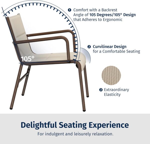EAST OAK 4-Piece Patio Furniture Set, Waterproof Outdoor Furniture Set, Patio Sofa with Coffee Table for Balcony or Porch, 4 Seats Patio Conversation Sets for Backyard in Beige - Image 3