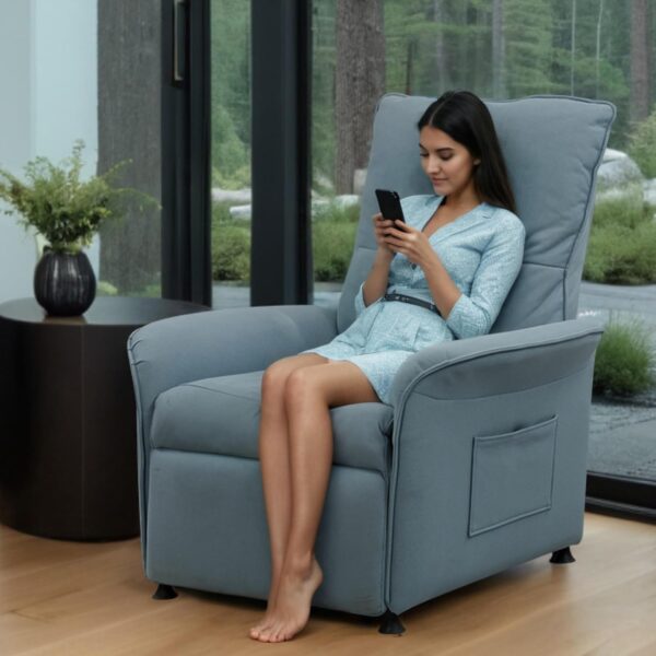FLEXISPOT XC3 Recliner Chair for Adults, Massage Fabric Small Recliner for Living Room, Adjustable Home Theater Seating Reading Chair Modern Single Sofa with Padded Seat Backrest(Grey) - Image 2