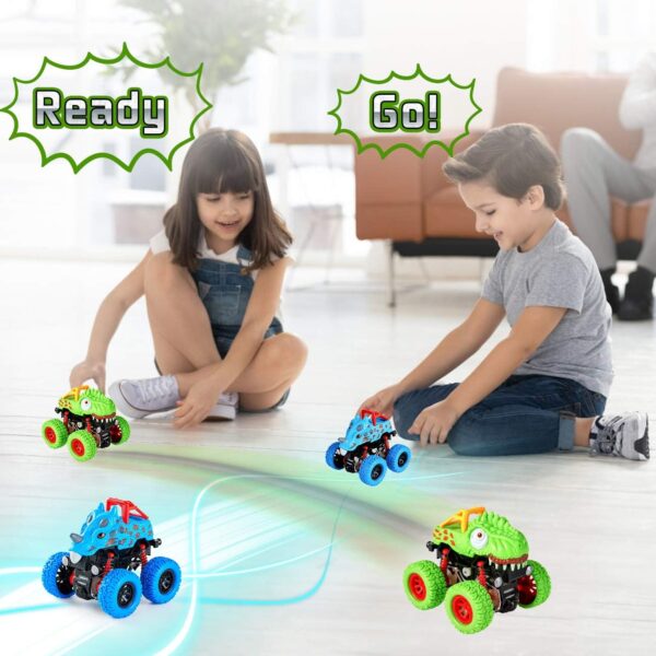 LODBY Dinosaur Toys for 2 3 4 5 Year Old Boys , Pull Back Vehicles Toys Monster Truck for Toddler Boys Age 2-4-6, Dino Cars for Kids 3-5 Year Old Christmas Birthday Gifts - Image 2