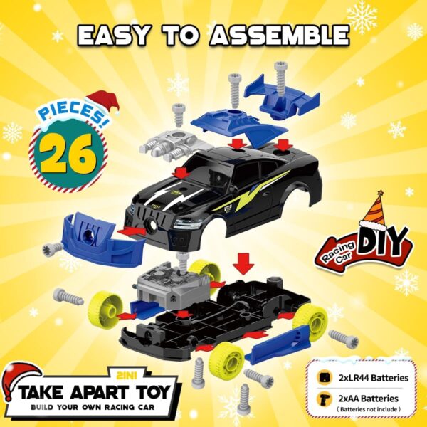 GILOBABY 26 Pieces Take Apart Toys for Boys, Racing Car with Electric Drill, Sounds & Lights, Building Stem Toys for Kids, Gifts for 3 4 5 Year Old Boys Learning Educational Toys - Image 5