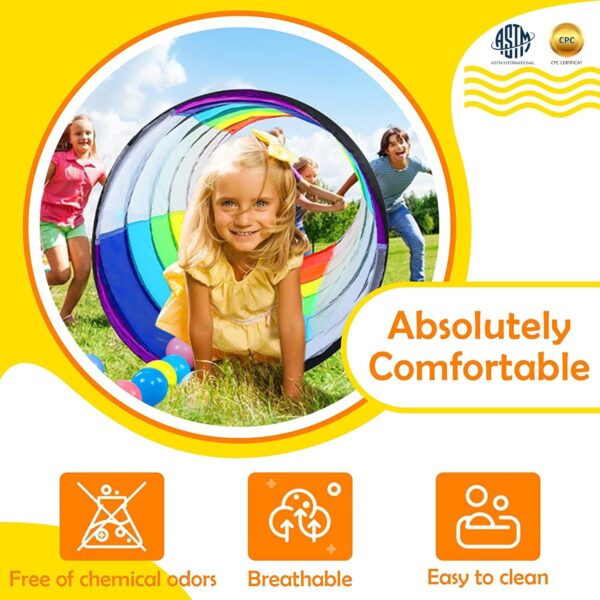 Kids Play Tunnel Tent for Toddlers, Colorful Pop Up Crawl Tunnel Toy for Baby or Pet with Breathable Mesh, Collapsible Gift for Boy and Girl Play Tunnel Indoor and Outdoor Game - Image 3