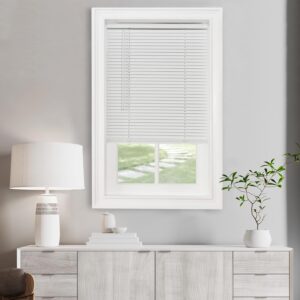 Cordless Light Filtering Mini Blind - 23 Inch Width, 42 Inch Length, 1" Slat Size - Pearl White - Cordless GII Morningstar Horizontal Windows Blinds for Interior by Achim Home Decor
