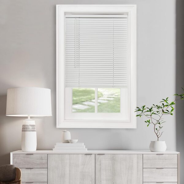 Cordless Light Filtering Mini Blind - 23 Inch Width, 42 Inch Length, 1" Slat Size - Pearl White - Cordless GII Morningstar Horizontal Windows Blinds for Interior by Achim Home Decor