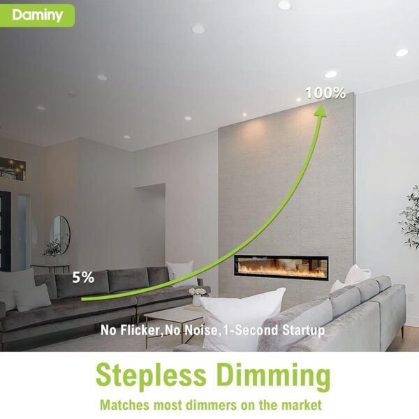 DAMINY 24 Pack 6 Inch LED Recessed Lighting with Junction Box,5CCT,Ultra-Thin Recessed Light,12W 1080lm, Dimmable Canless Wafer Ceiling Light, High Brightness - ETL - Image 3