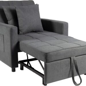 Polar Aurora Sofa Bed Chair 3-in-1 Convertible, Lounger Sleeper, Single Recliner for Small Space with Adjustable Backrest (Dark Grey)