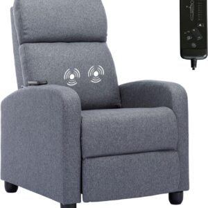 Phoenix Home Massage Recliner Chairs, Black Faux Leather Recliner Chair with Padded Backrest and Seat Cushion, Modern Reclining Chair for Adults, Classic Black