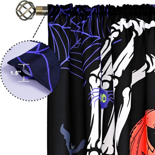 Alishomtll Halloween Window Curtains, Halloween Fluorescen Curtains for Bedroom Living Room Halloween Decorations, Halloween Spider Web Pumpkin Home Window Treatments, 52 x 63 Inch - Image 4
