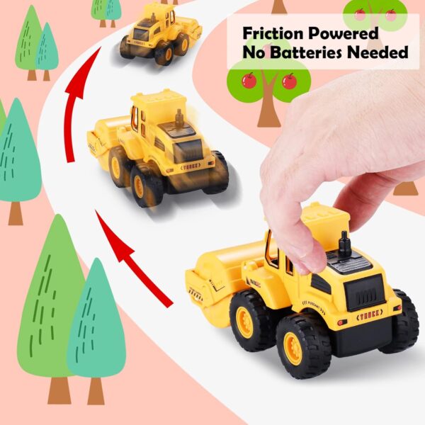 Beestech Construction Toys for 3 Years Old Boys Girls Kids, Friction Powered Construction Truck Toys Vehicles Sand Toys Trucks Excavator, Bulldozer, Road Roller (Colorful 4 Pack) - Image 2