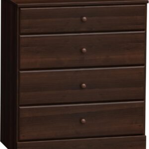 Prepac Astrid Simplistic 4-Drawer Dresser for Bedroom, Functional Bedroom Dresser Chest of Drawers 16" D x 30" W x 36.25" H, Espresso, EDBR-0401-1