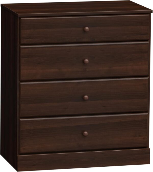 Prepac Astrid Simplistic 4-Drawer Dresser for Bedroom, Functional Bedroom Dresser Chest of Drawers 16" D x 30" W x 36.25" H, Espresso, EDBR-0401-1