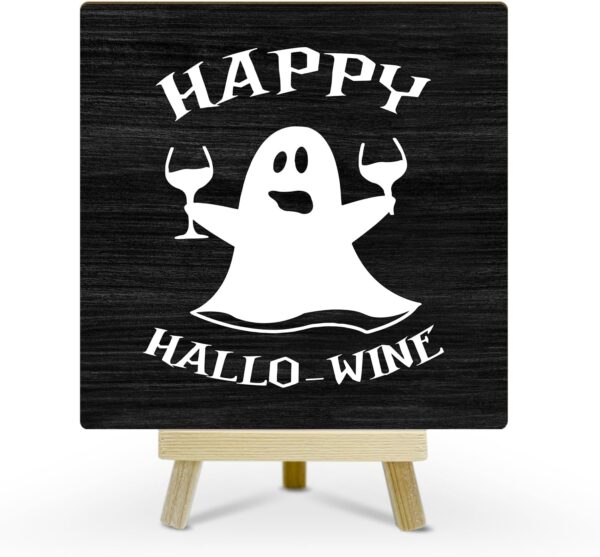 Halloween Home Decor Happy Hallo-wine Spooky Ghost Tiered Tray Office Desk Decor Wood Sign Autumn Fall Halloween Gifts Banquet Party Decor Table Centerpiece for Dining Room Kitchen Living Room -29