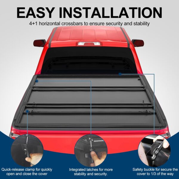 Soft Tri-Fold Tonneau Cover Fits 2022-2024 Tundra with 5.5ft (66.7in) Truck Bed w/track system - Image 4