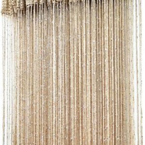 ave split Decorative Door String Curtain Wall Panel Fringe Window Room Divider Blind Divider Tassel Screen Home 100x200centimeter (Champagne18)