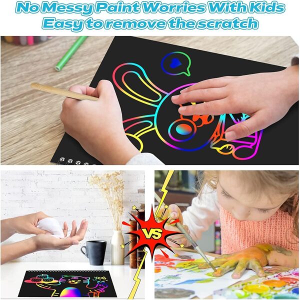 Smasiagon Scratch Paper Art Set for Kids: 2 Pack Scratch Off Art Notebook Crafts Halloween Gifts for Kids Ages 3-12 Girls Boys Birthday Christmas Party Favor Games DIY Activity - Image 3