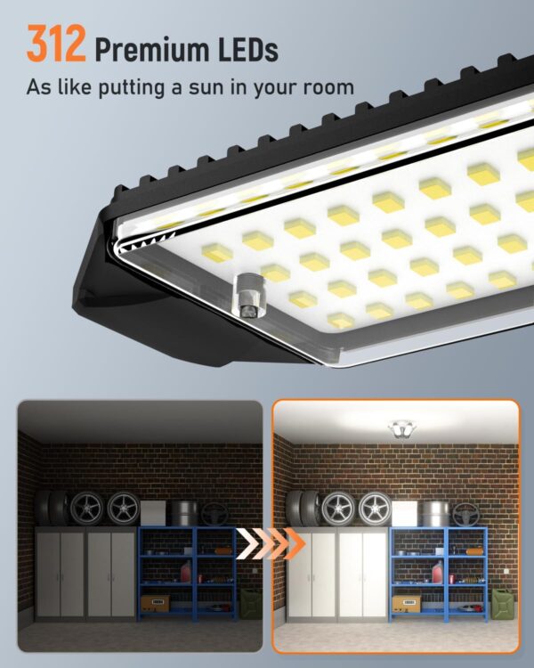 Adiding LED Garage Light Bulb 2 Pack Super Bright LED Shop Ceiling Lights Fixture Output 20000 Lm with 6 Plus 1 Deformable Panels Screw in E26/E27 Socket for Basement Barn Workshop Attic Storage - Image 2
