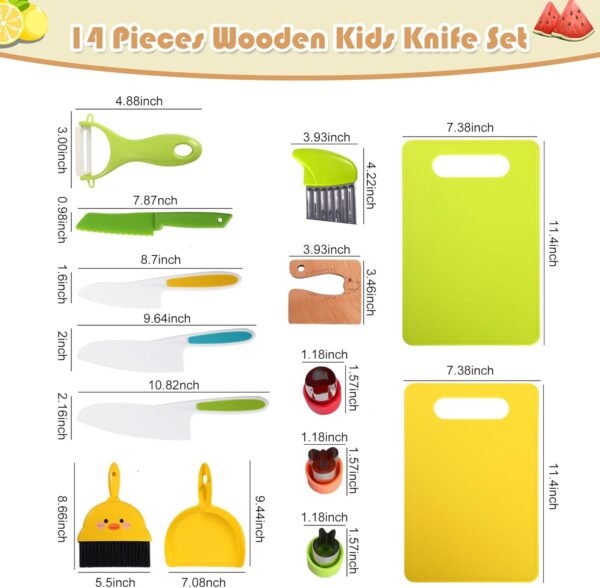 14 PC Safe Knife Kid Toddler Kitchen Set for Real Cooking, Toddler Montessori Kitchen Tool Toy for Lillte Girl Boy Age 3-10, Gifts for 3 4 5 6 7 8 9 10 Year Old Girl Boy Birthday Christmas - Image 4