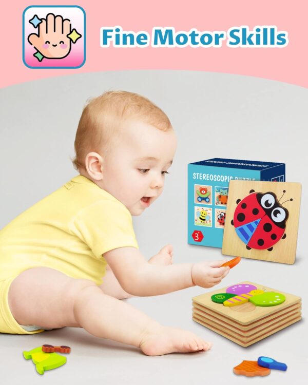 Bekayshad Wooden Puzzles Toddler Toys Gifts for 1 2 3 Year Old Boys Girls, Animal Jigsaw Puzzles Montessori Toys, Learning Educational Christmas Birthday Gifts for Girls Boys Ages 1-3 - Image 4
