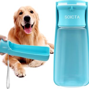 Portable Dog Water Bottle for Walking 19 OZ or 12 OZ Portable Pet Water Bottles for Puppy Small Medium Large Dogs Water Dispenser Dog Water Bowl Dog Accessories (19OZ Blue)