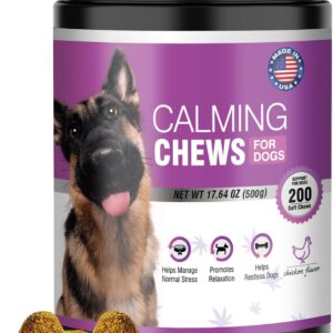 Hemp Calming Chews for Dogs 200pc Dog Calming Treat and Bites with Hemp Oil - Anxiety and Stress Relief Treats for Dogs Puppy Melatonin Sleep Aid Calm Dog with Noise,Thunder,Barking,Separation,Chewing