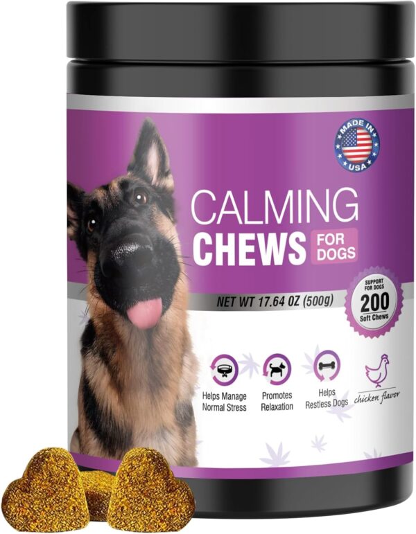 Hemp Calming Chews for Dogs 200pc Dog Calming Treat and Bites with Hemp Oil - Anxiety and Stress Relief Treats for Dogs Puppy Melatonin Sleep Aid Calm Dog with Noise,Thunder,Barking,Separation,Chewing