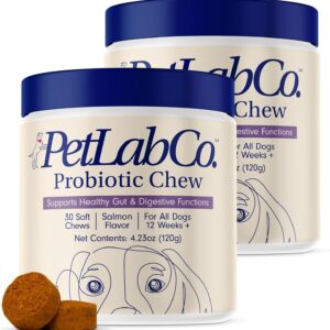 PetLab Co. Probiotics for Dogs, Support Gut Health, Diarrhea, Digestive Health & Seasonal Allergies - Salmon Flavor - 30 Soft Chews Pack of 2
