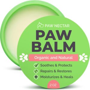 Dog Paw Balm - Heals, Repairs & Restores Dry, Cracked & Damaged Paws - 100% Organic & Natural Cream Butter, Wax, Moisturizer & Protection for Dog Feet & Foot Pads - Effective & Safe - 2 Oz