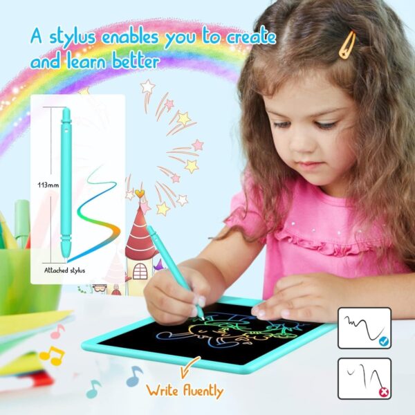 LCD Writing Tablet Doodle Board,10.5 inch Colorful Drawing Pad,Electronic Drawing Tablet, Drawing Pads,Travel Gifts for Kids Ages 3 4 5 6 7 8 Year Old Girls Boys (Blue) - Image 3