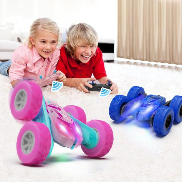 Remote Control Car, RC Cars with Headlights Double-Sided Driving 360° Flips Rotating for Kids Ages 4-7 8-12 Year Old, RC Stunt Car Toys for Boys and Girls Gift Blue - Image 7