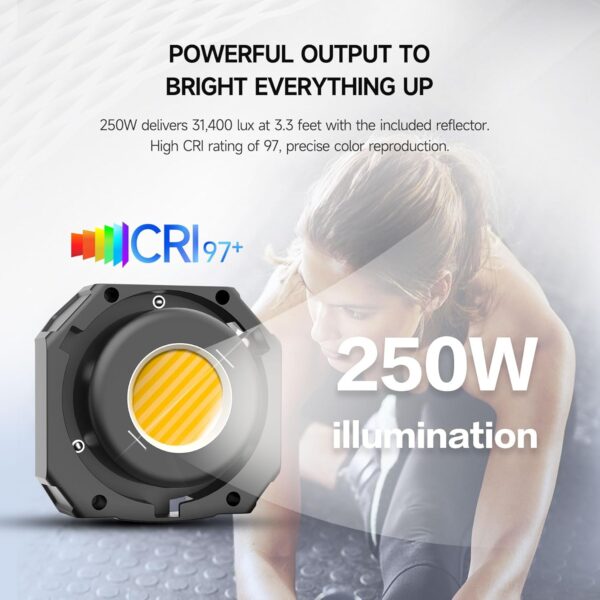 Colbor CL220R RGB Photography Lighting,220W COB Led Video Light 2700K-6500K,1.6KG Lightweight with DC/AC Power Supply,App Control for Video Studio Filmmaking - Image 4
