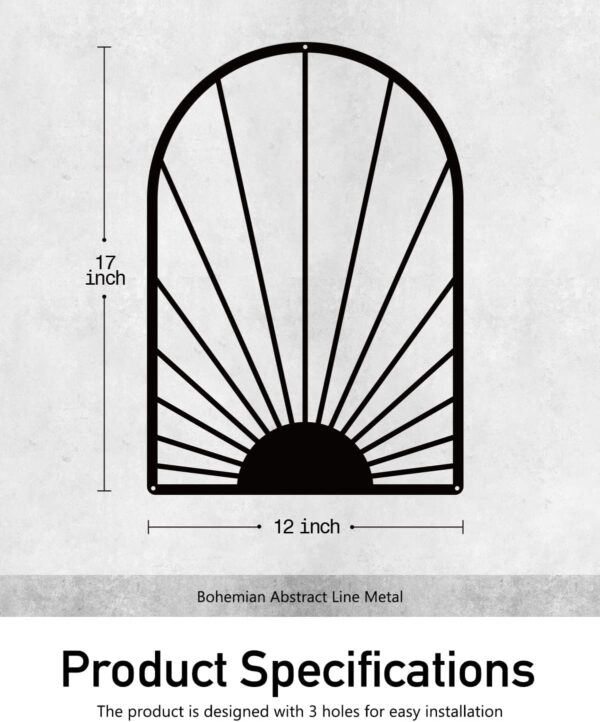 Sokurdeg Boho Black Metal Wall Decor Black Minimalist Wall Art Large Bohemian Line Metal Wall Art Black Boho Wall Art for Bedroom Bathroom Living Room (3 Pack, 12 x 17 in) - Image 7