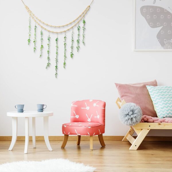 Hanging Eucalyptus Boho Wall Decor Large Boho Bedroom Wall Hanging Wooden Bead Garland Artificial Eucalyptus Natural Greenery Decoration, 36 x 36 Inch - Image 6