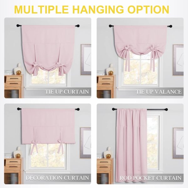 NICETOWN Blackout Room Darkening Curtain - Tie Up Shade Blind Bathroom Window Covering for Living Room (Biscotti Beige, Rod Pocket Panel, 46 inches W x 63 inches L) - Image 2