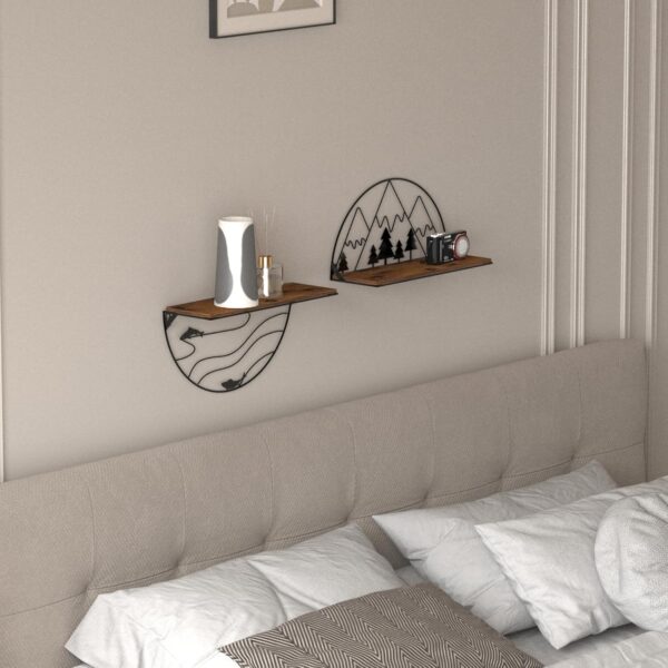 Floating Wall Shelves Set of 2, The Artistic Mountain River Fishes Floating Shelf for Home Decor, Kitchen Decor, Bedroom Decor - Image 9