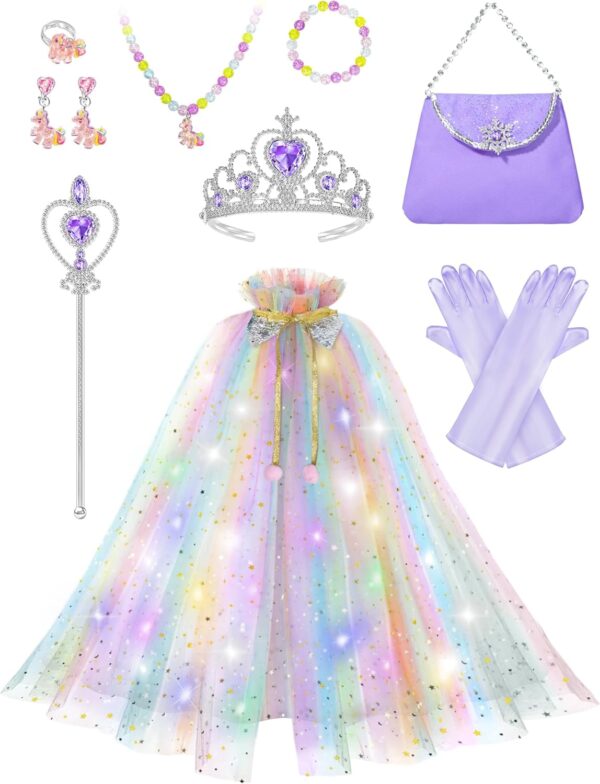 Light Up Princess Dress Up Costume for Girls Aged 3 4 5 6, Toddler Princess Toy Gift for Halloween Christmas