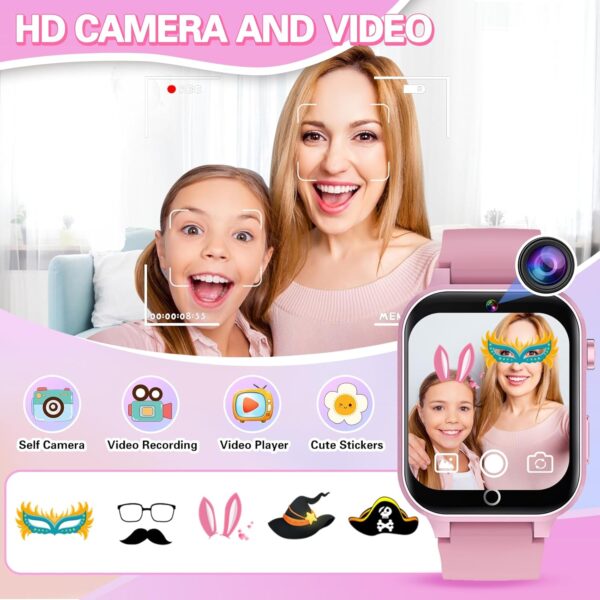Kids Smart Watch Girls Gift for Girls Aged 6-12, HD TouchScreen Kids Watch with 26 Games Video Camera Music Pedometer Audiostory Learn Card Educational Toys Birthday Gifts for Girls Ages 5 6 7 8 9 - Image 5