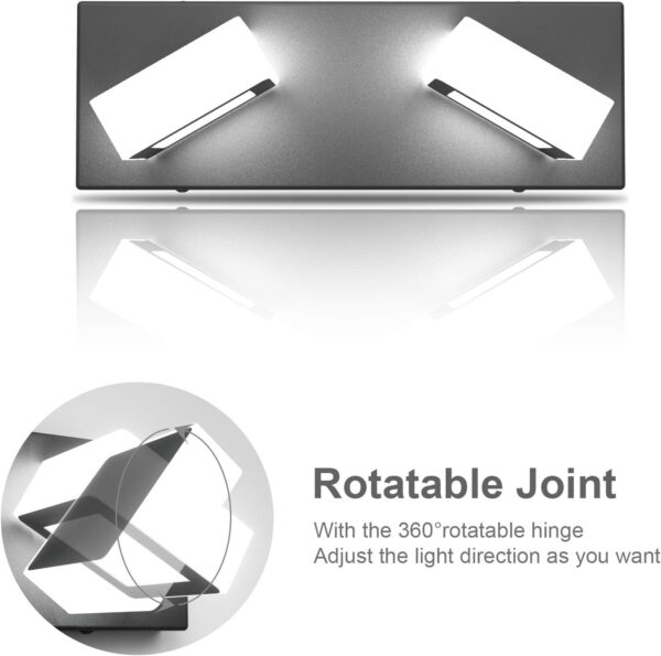 Ralbay 2 Lights Black Modern Bathroom Vanity Light Acrylic LED Modern Black Bathroom Wall Lighting Fixtures - Image 2