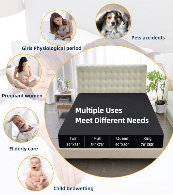 Waterproof Mattress Protector, Noiseless Breathable Queen Mattress Protector Waterproof with 18" Deep Pocket, Premium Waterproof Mattress Cover for Family, Hotel, Hospital, RV - Image 6