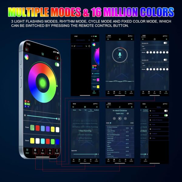 LivTee Smart Car LED Interior Lights with USB Port, LED Strip Fiber Optic Lights, Wireless App Control, Sync to Music, Car Accessories Gifts for Women Men, 6 in 1 - Image 5