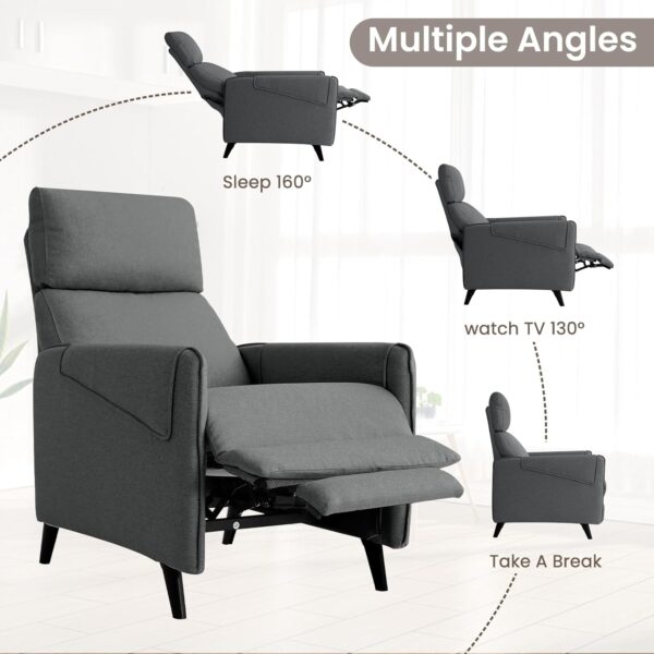 RISAR Pushback Recliner Chair，Modern Single Recliner Chair，with Adjustable Footrest and Thick Cusion,Backrest,for Living Room, Bedroom,Office (Grey) - Image 4