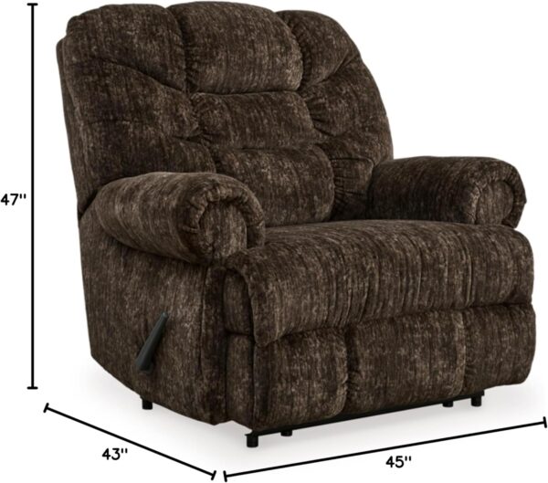 Signature Design by Ashley Movie Man Classic Tufted Velvet Manual Zero Wall Recliner, Dark Brown - Image 3