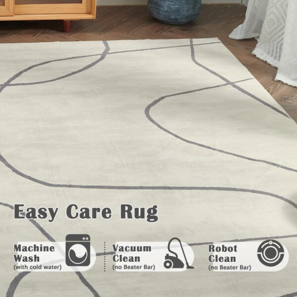 jinchan Area Rug 5x7 Washable Rug Abstract Rug Grey Gray Rug Aesthetic Minimalist Rug Indoor Floor Cover Carpet Thin Rug Accent Modern Rug Lightweight Kitchen Living Room Bedroom Dining Room Office - Image 5