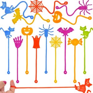 40 Pack Halloween Sticky Hands Toys, 8 Styles Pumpkin Spider Bat Cat Ghost Candy Sticky Stretchy Toys for Kids Boys Girls Halloween Treat Bags Goodie Bags Fillers Halloween Party Favors Gifts