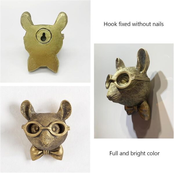 Animal Heads Wall Decor, Faux Deer Head Mount, Animal Sculptures Wall Decor, Resin Animal Head Wall Hanging Decoration for Living Room Bedroom Kitchen Gift,Rat - Image 4