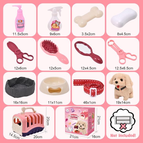 G.C 13Pcs Dog Toys for Kids Girls, Walking Barking Electronic Interactive Stuffed Dog Plush with Carrier & Accessories Toys Pretend Play Puppy Pet Care Playset, Gifts for Little Girls 3 4 5 6 Year Old - Image 2