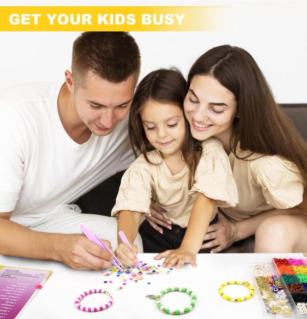 Dowsabel Clay Beads Bracelet Making Kit for Beginner, 5000 Pcs Preppy Polymer Clay Beads with Charms Kit for Jewelry Making, DIY Arts and Crafts Birthday Gifts Toys for Kids Age 6-13 - Image 4